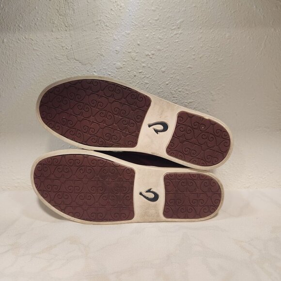 OluKai Women's Size 9 Pehuea Maroon Slip On Comfort Sneaker Stretch Non Marking - Picture 8 of 9